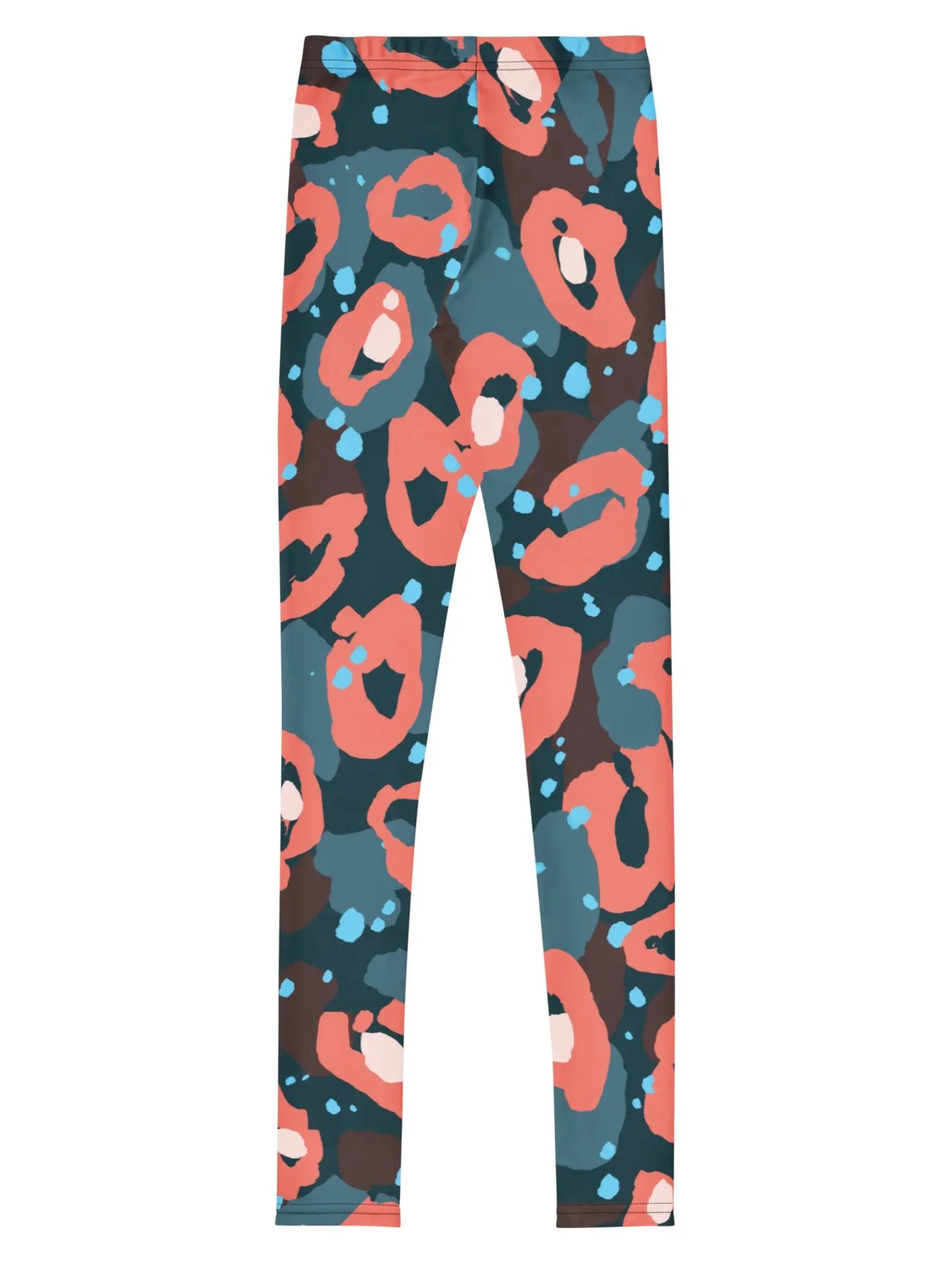 Youth Girls Leggings – Coral Abstract Print