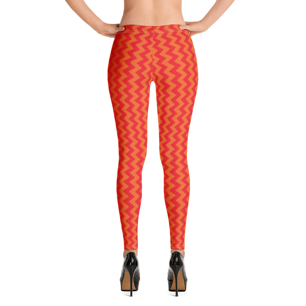 Red & Orange Waves Leggings