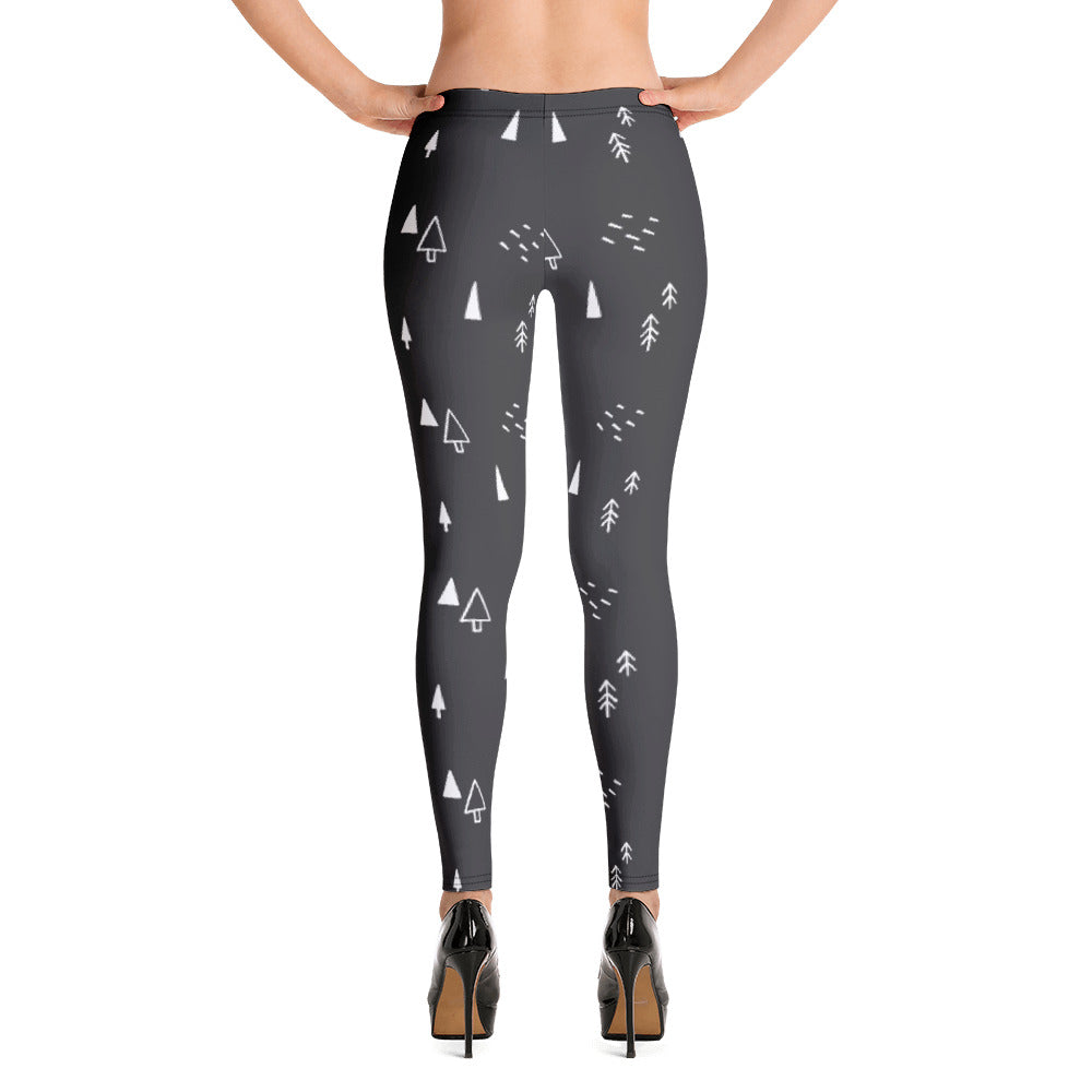 Christmas Tree Black & White Leggings