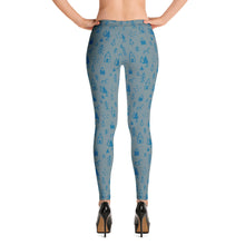 Load image into Gallery viewer, Blue Christmas Trees &amp; Designs Green Leggings
