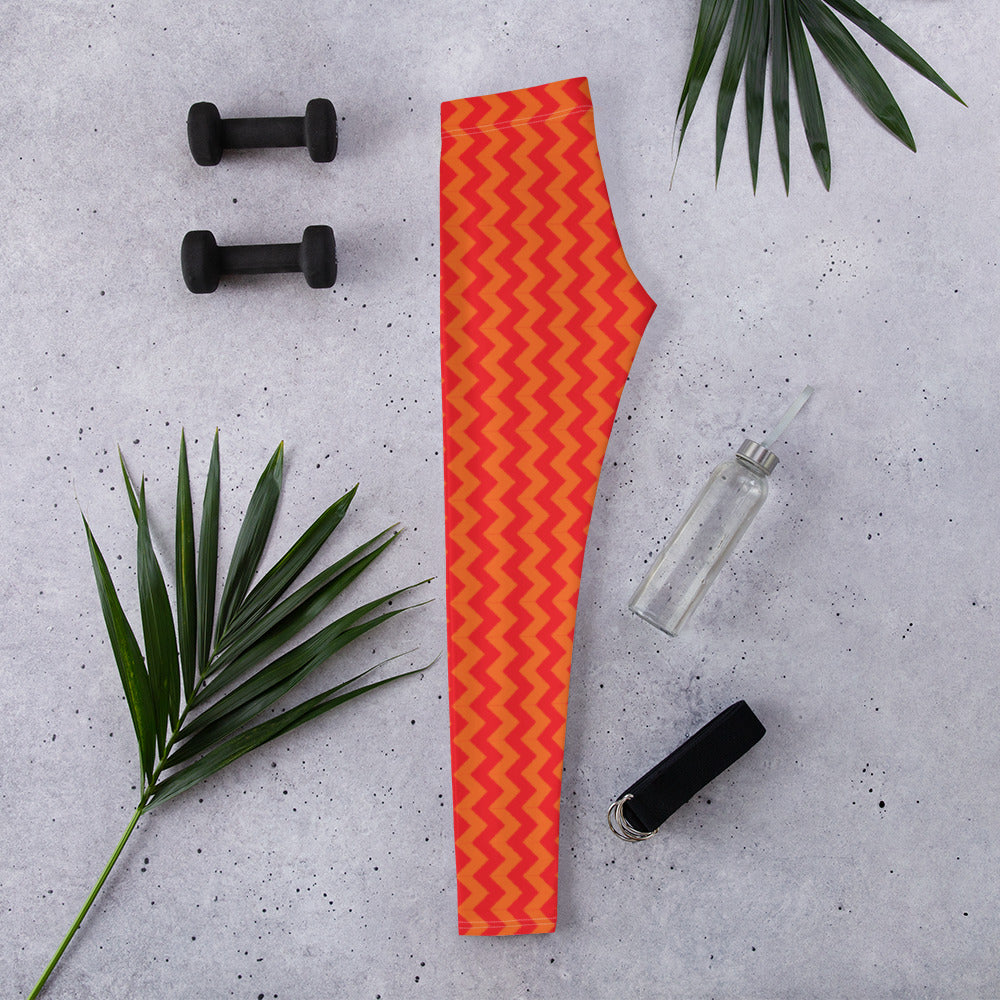 Red & Orange Waves Leggings