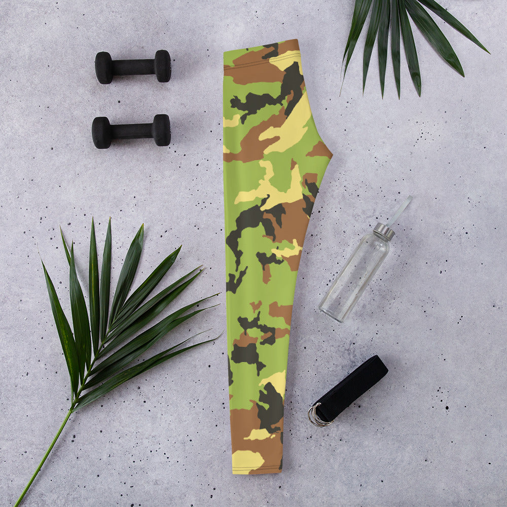 Green Camo Tie Dye Leggings for Moms