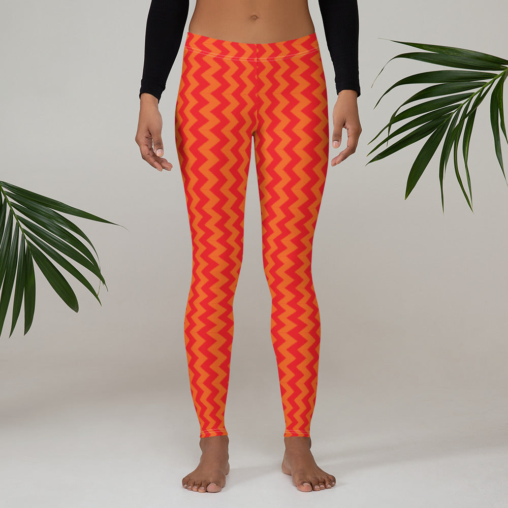 Red & Orange Waves Leggings