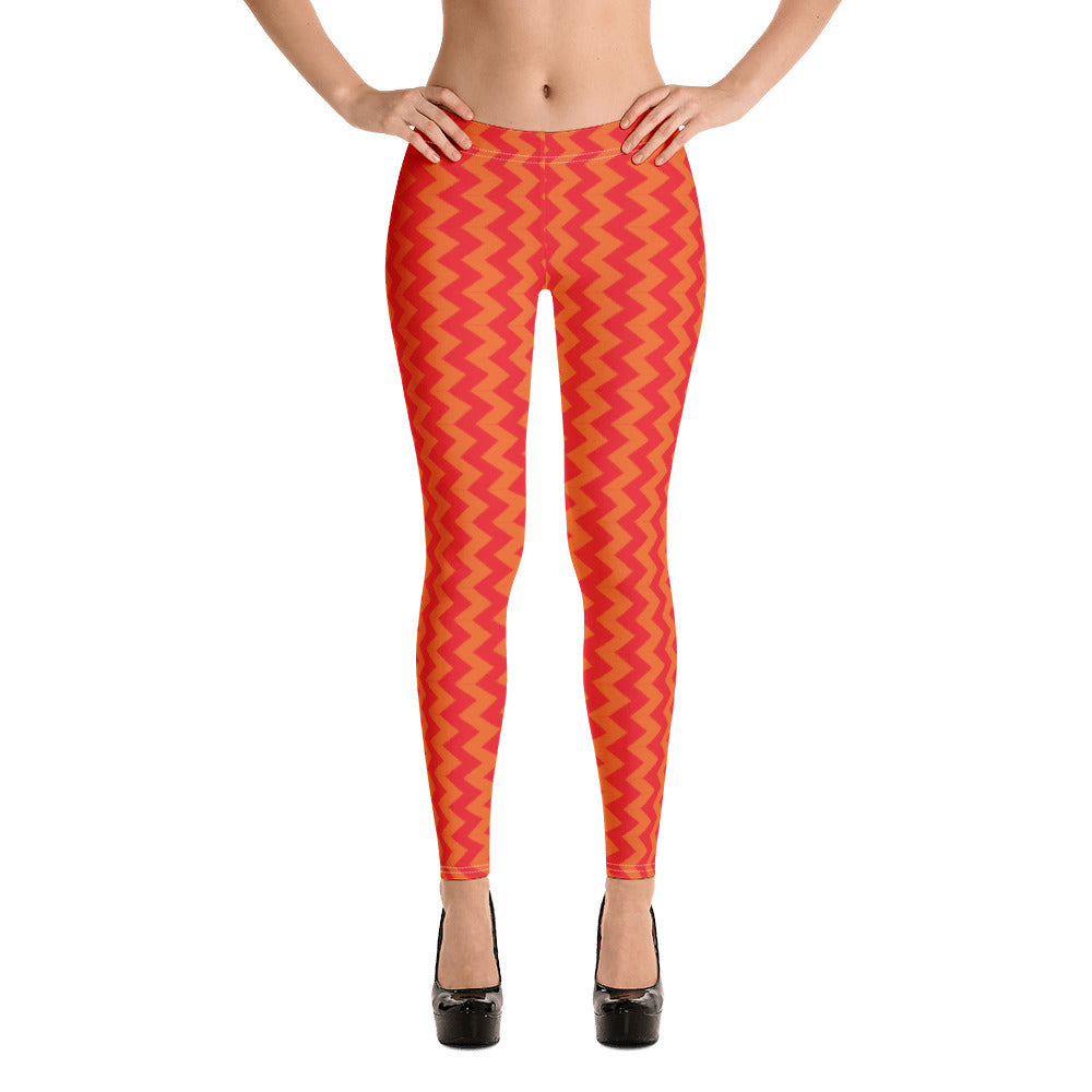 Red & Orange Waves Leggings