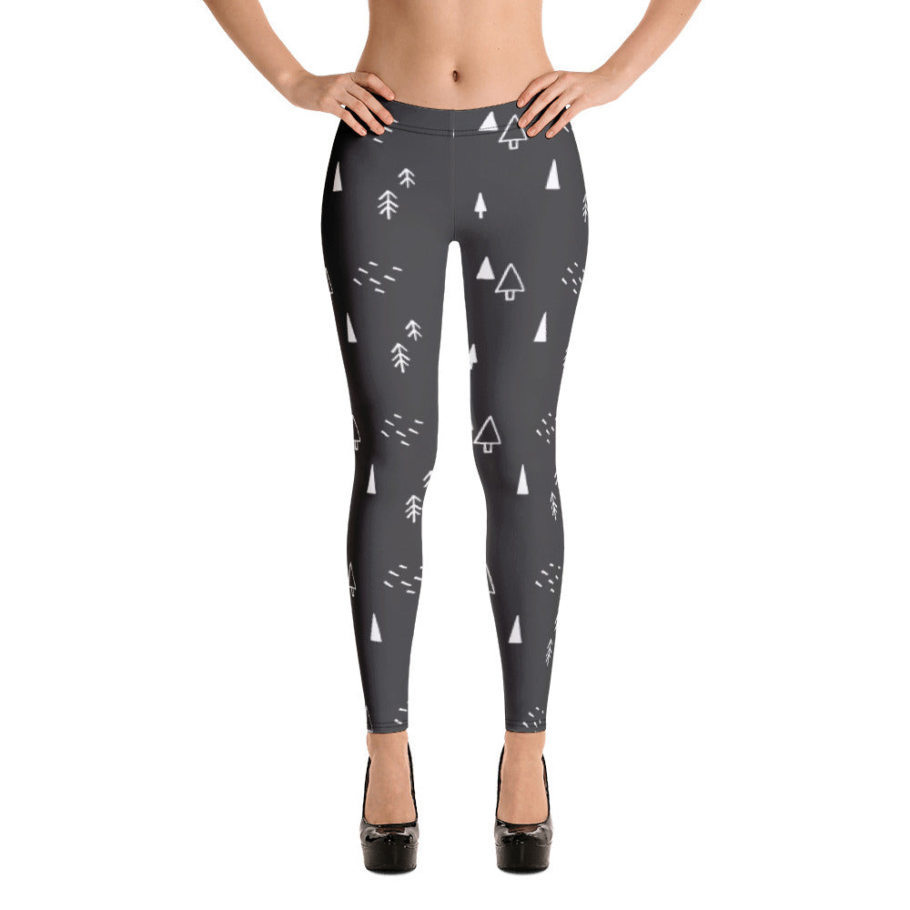 Christmas Tree Black & White Leggings