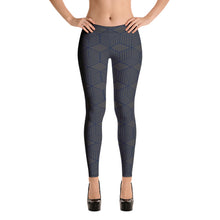 Load image into Gallery viewer, Stylish Black &amp; Dark Blue Shapes Leggings
