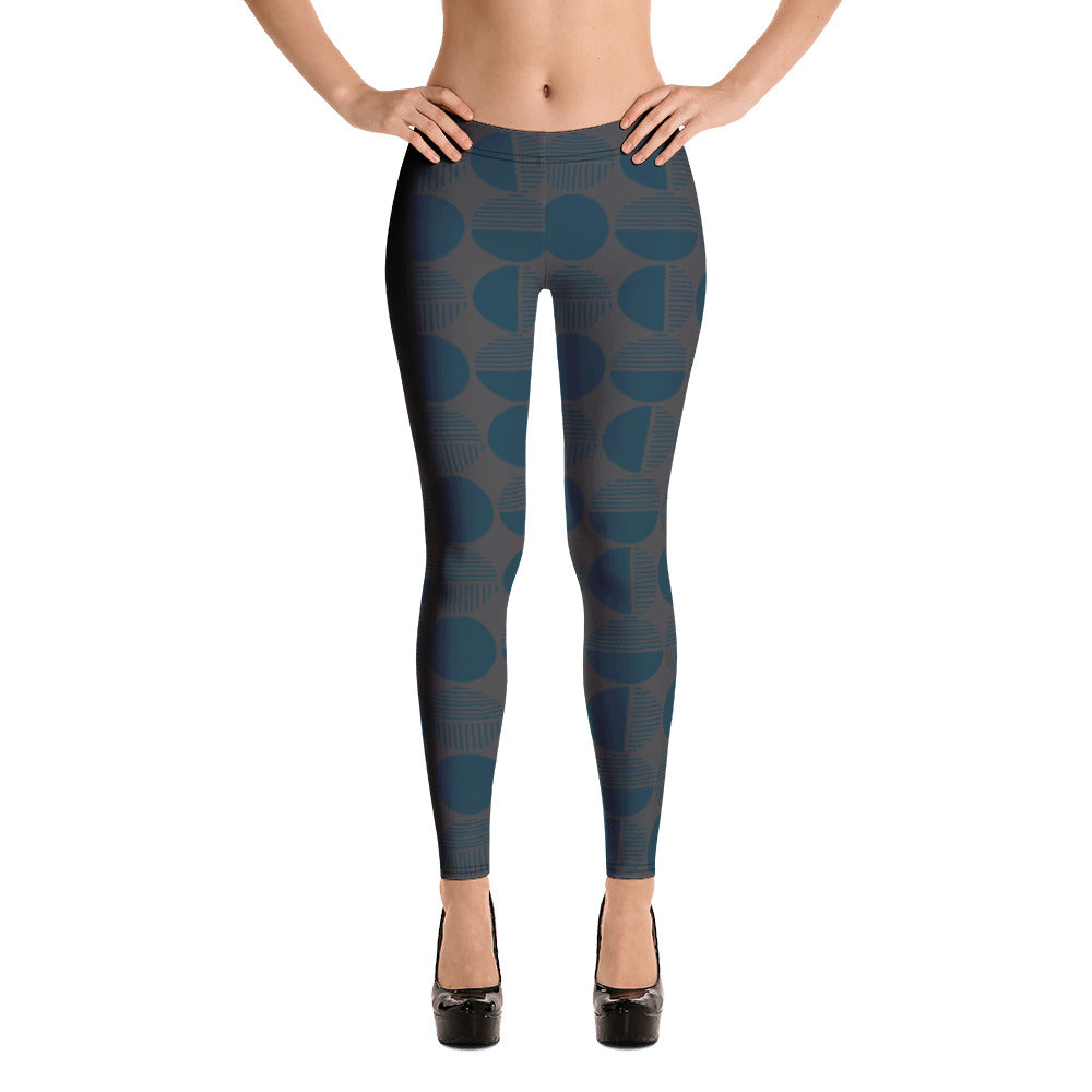 Blue Circle Shape Gray Leggings