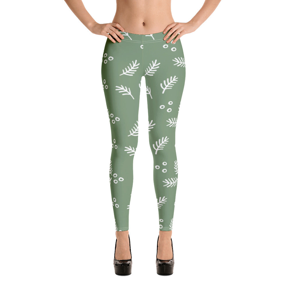 White Fern Green Leggings