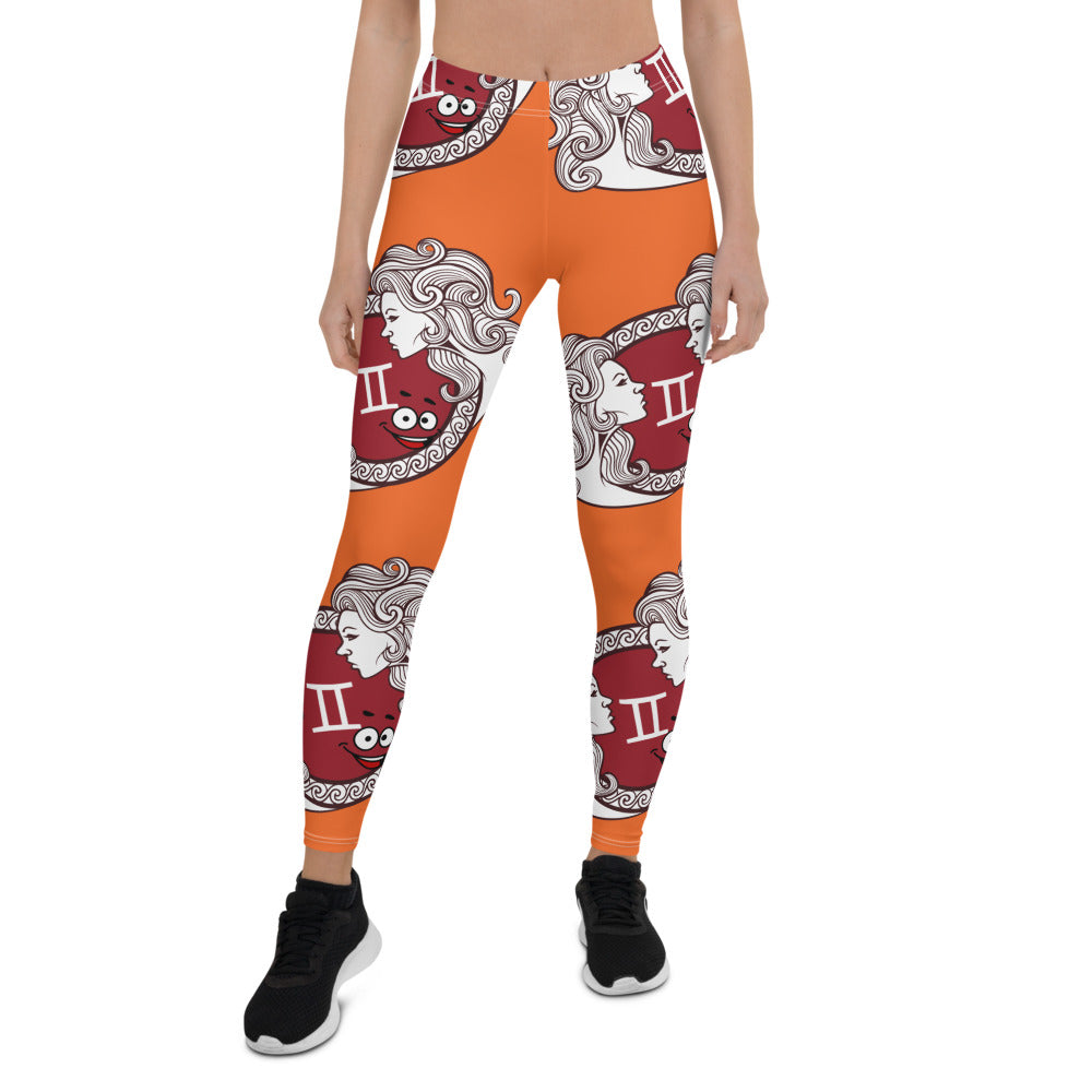 Virgo Zodiac Orange Leggings