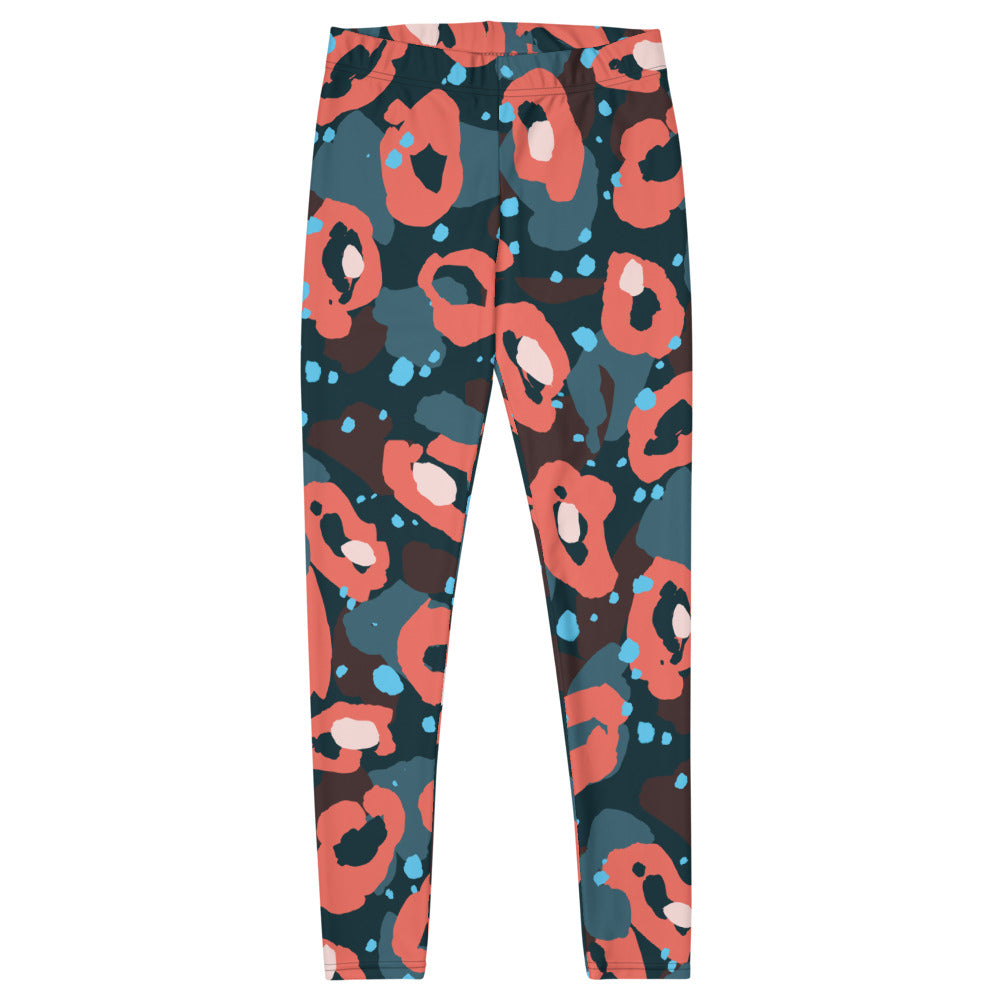 Blue Orange Designer Leggings