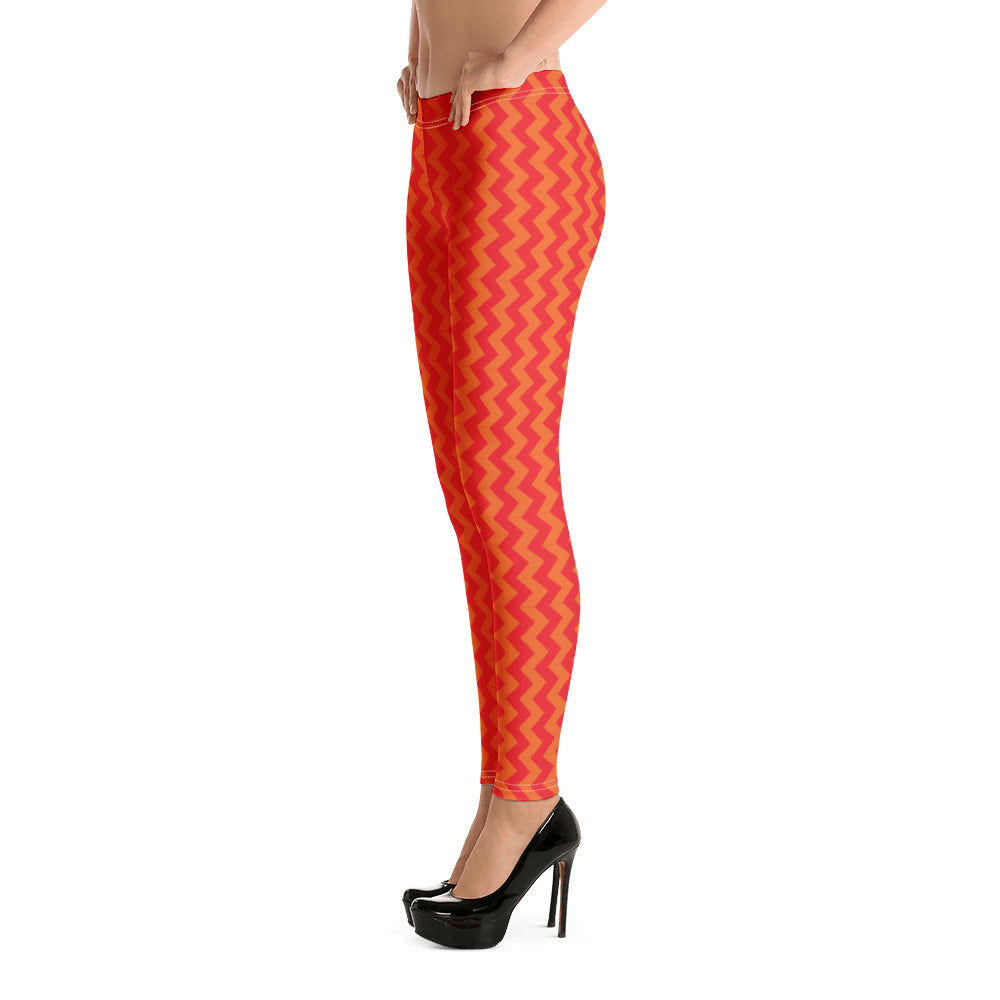 Red & Orange Waves Leggings