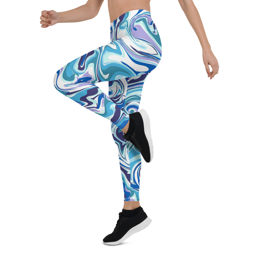 Swirl Blue Designer Leggings