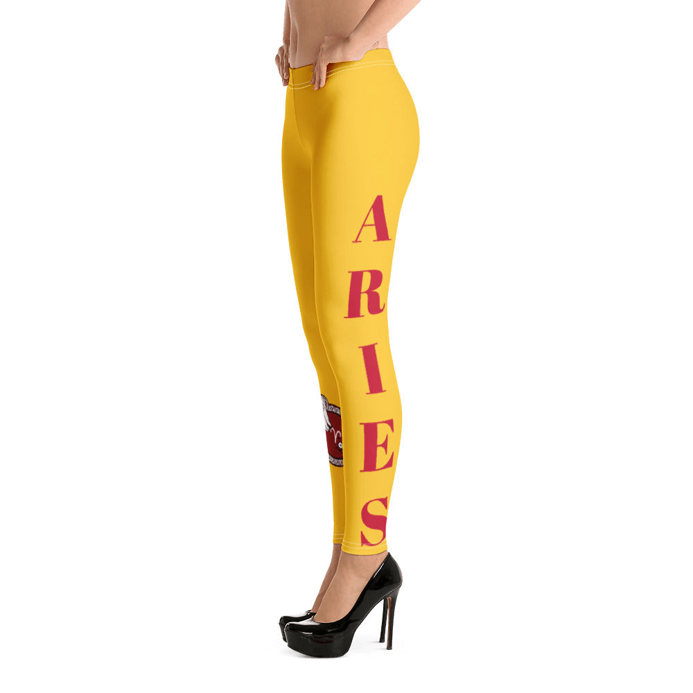 Aries Yellow Zodiac Leggings
