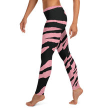 Load image into Gallery viewer, Pink Black Striped Leggings
