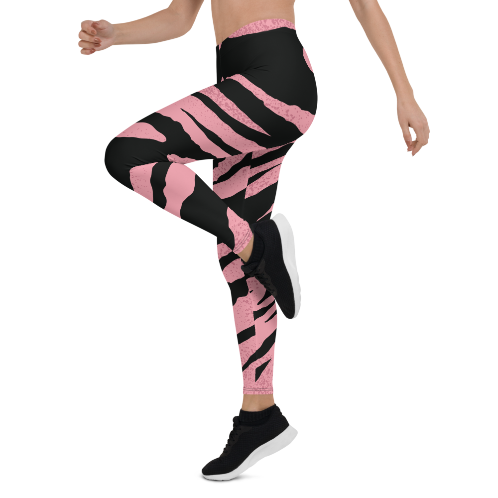 Pink Black Striped Leggings
