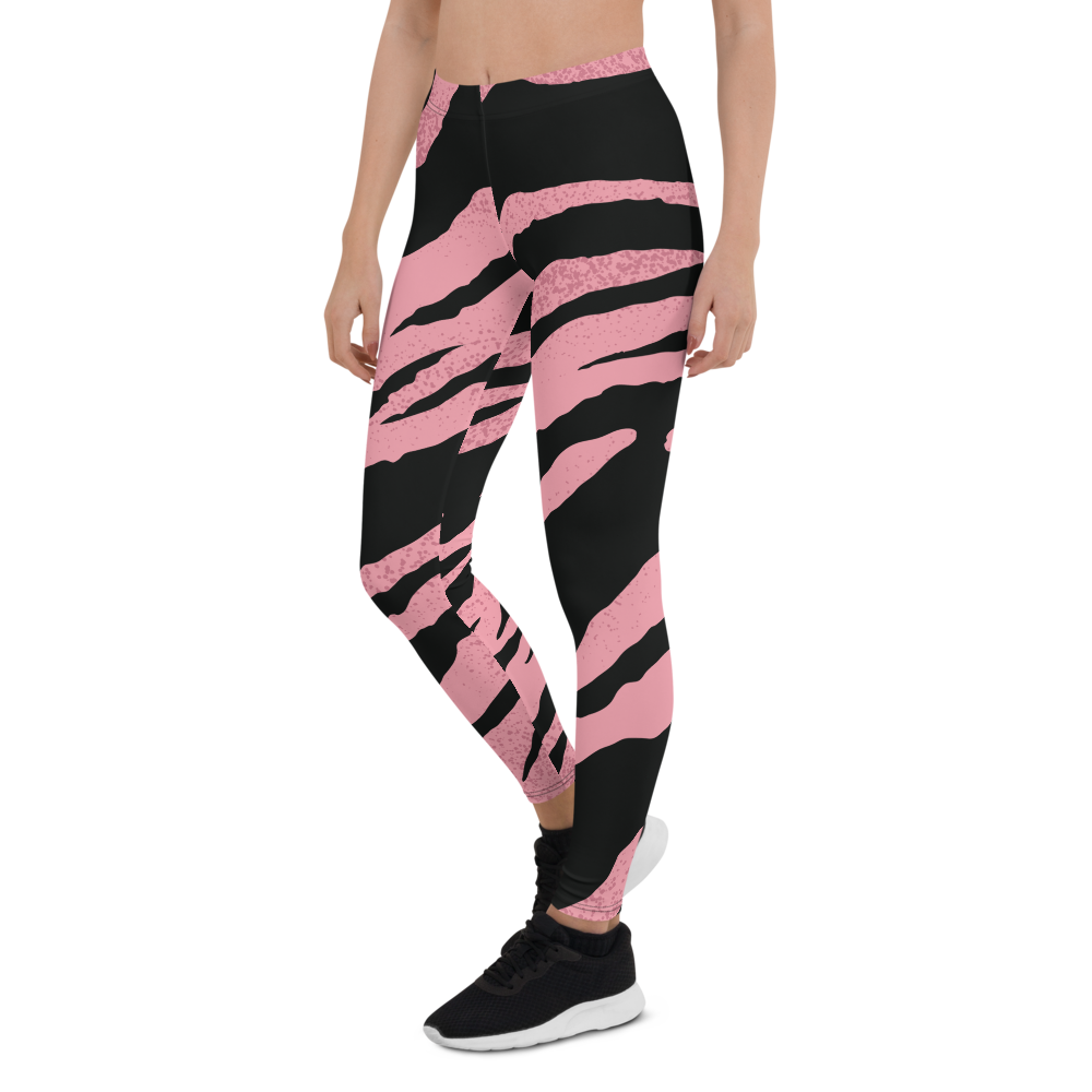Pink Black Striped Leggings
