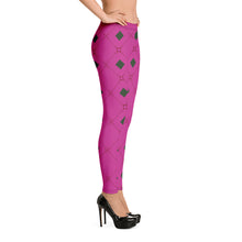 Load image into Gallery viewer, Pink &amp; Green Diamond Leggings
