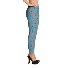 Load image into Gallery viewer, Blue Christmas Trees &amp; Designs Green Leggings
