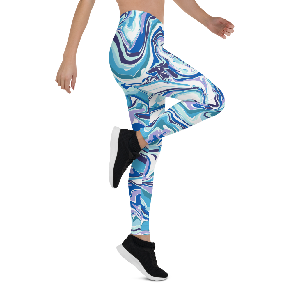 Swirl Blue Designer Leggings