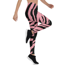 Load image into Gallery viewer, Pink Black Striped Leggings
