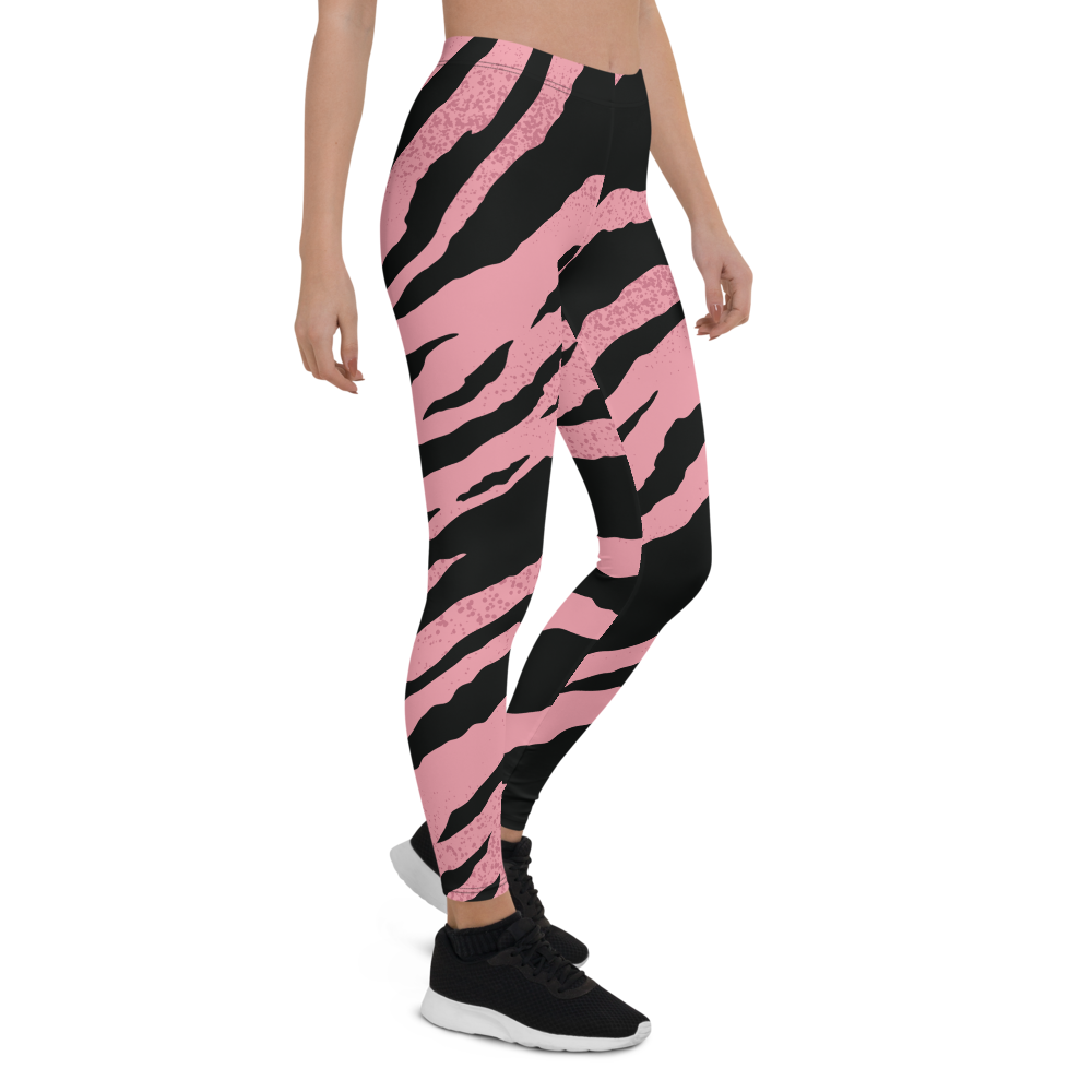 Pink Black Striped Leggings