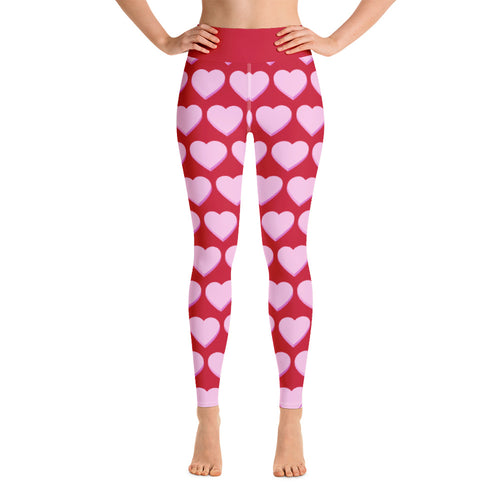Trendy Women's Yoga Leggings Valentines Day Heart Pink Theme, Designer Leggings , Yoga Tights Printed Leggings Pants - Jiji Lifestyles