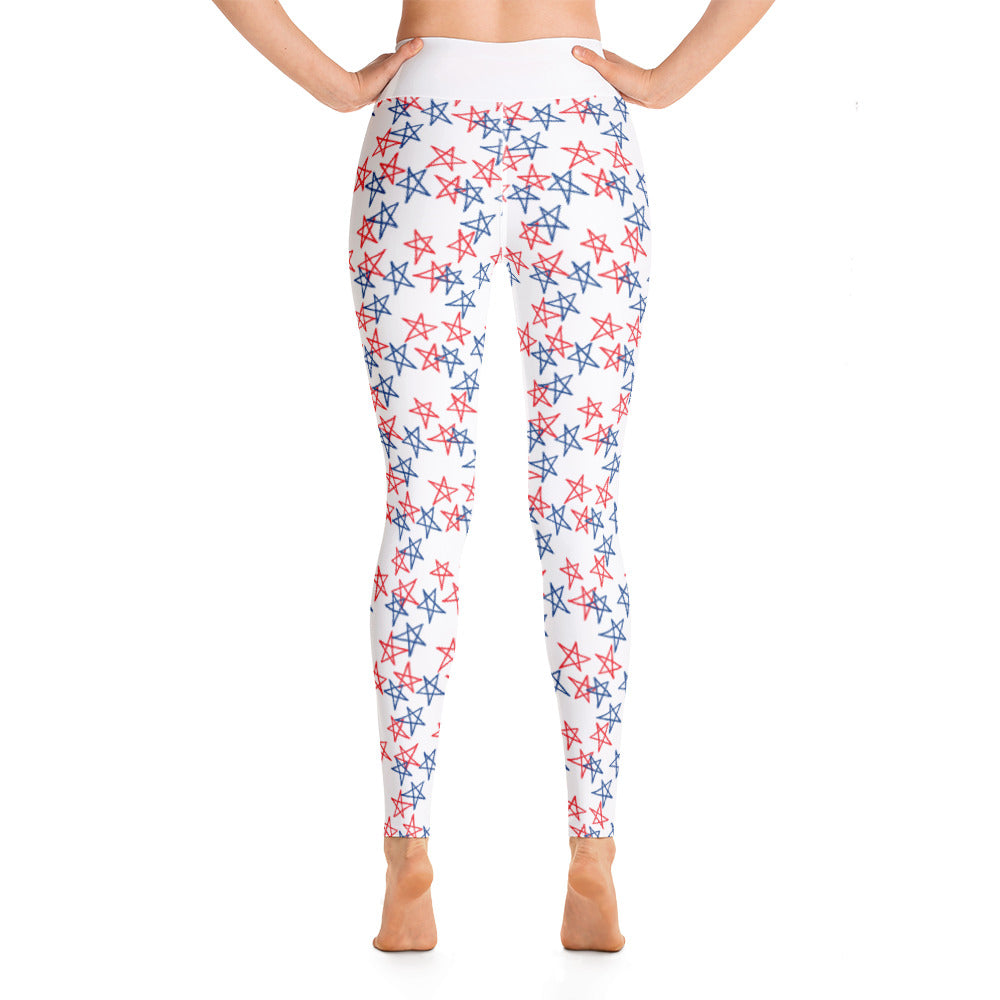All American JULY 4th & Memorial Day White Yoga Leggings