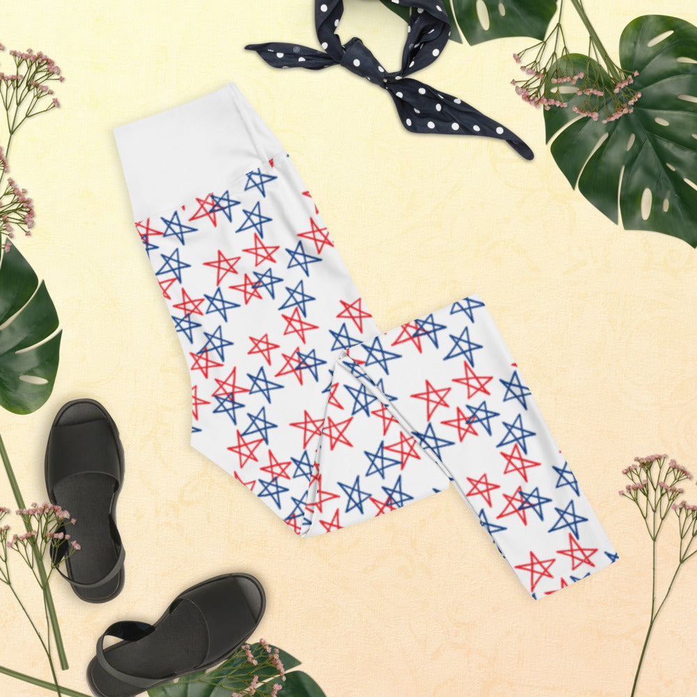 All American JULY 4th & Memorial Day White Yoga Leggings