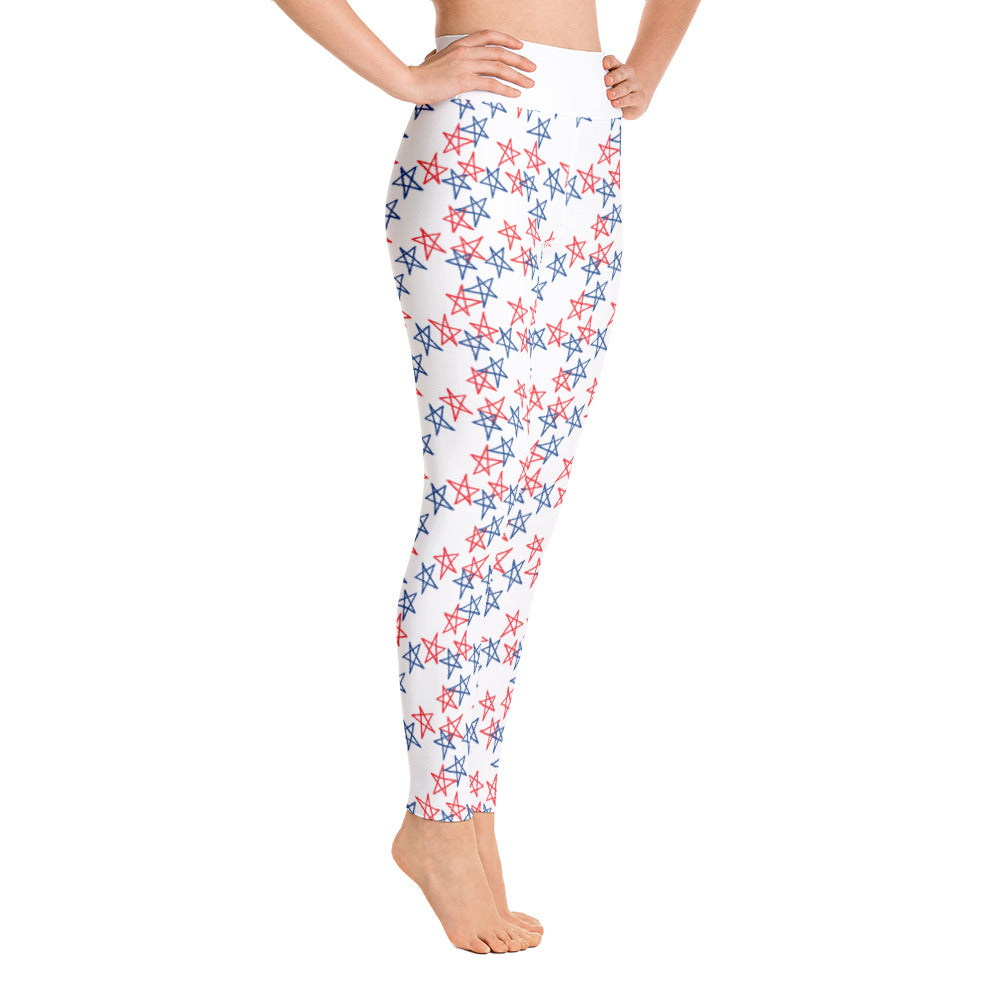 All American JULY 4th & Memorial Day White Yoga Leggings